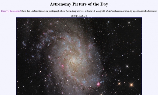 M33 Bild APOD am 03.12.2010